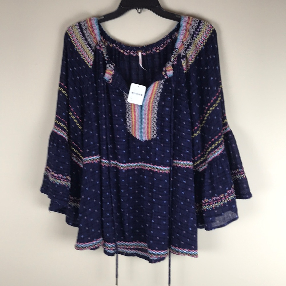 NWT Free People Talia Embroidered Blouse BoHo